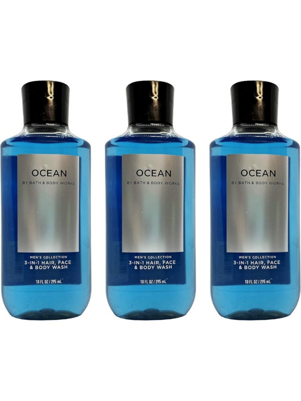 Lot of 3 Ocean 2-in-1 Hair Shampoo & Body Wash for Men - 10 Fl Oz Each
